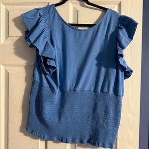 VENUS Blue Ruffle Sleeve Blouse